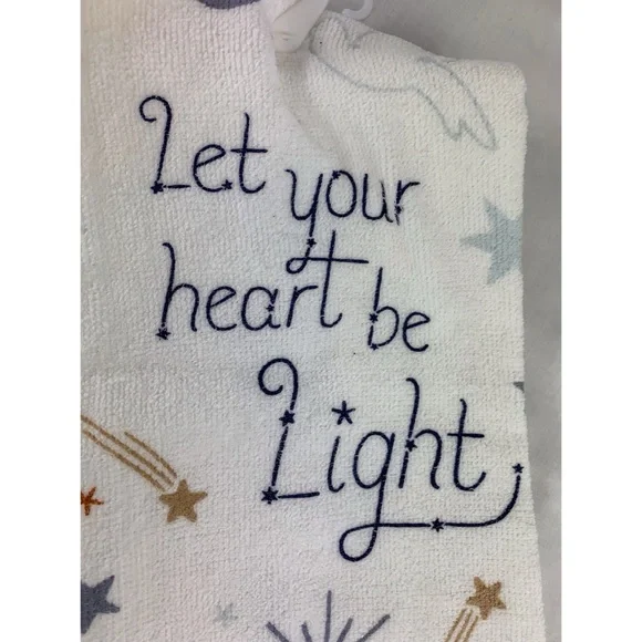 Decorative Kitchen Towels (2) Blue White Stars “Let Your Heart Be Light” NEW - Picture 4 of 4